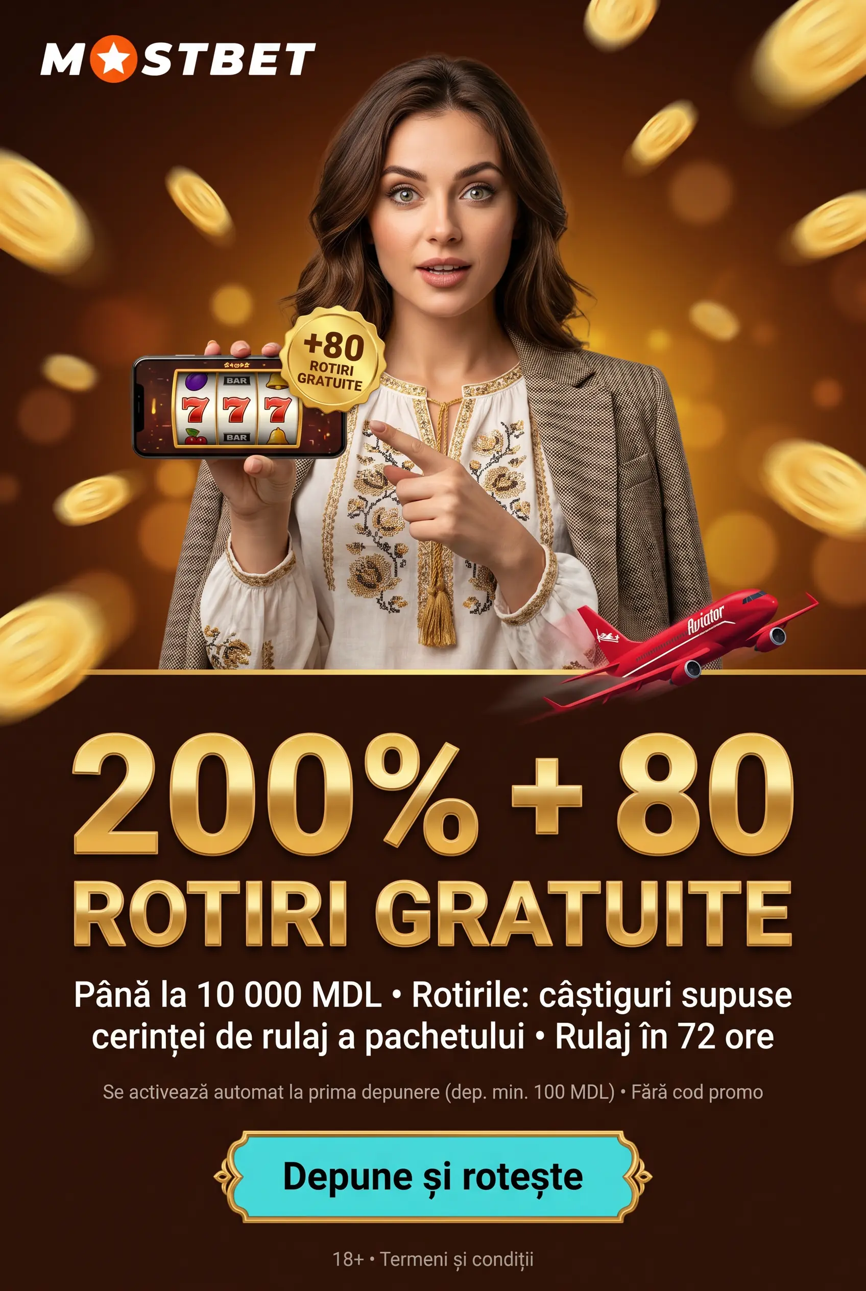 Rotiri gratuite Mostbet 80 FS la primul depozit