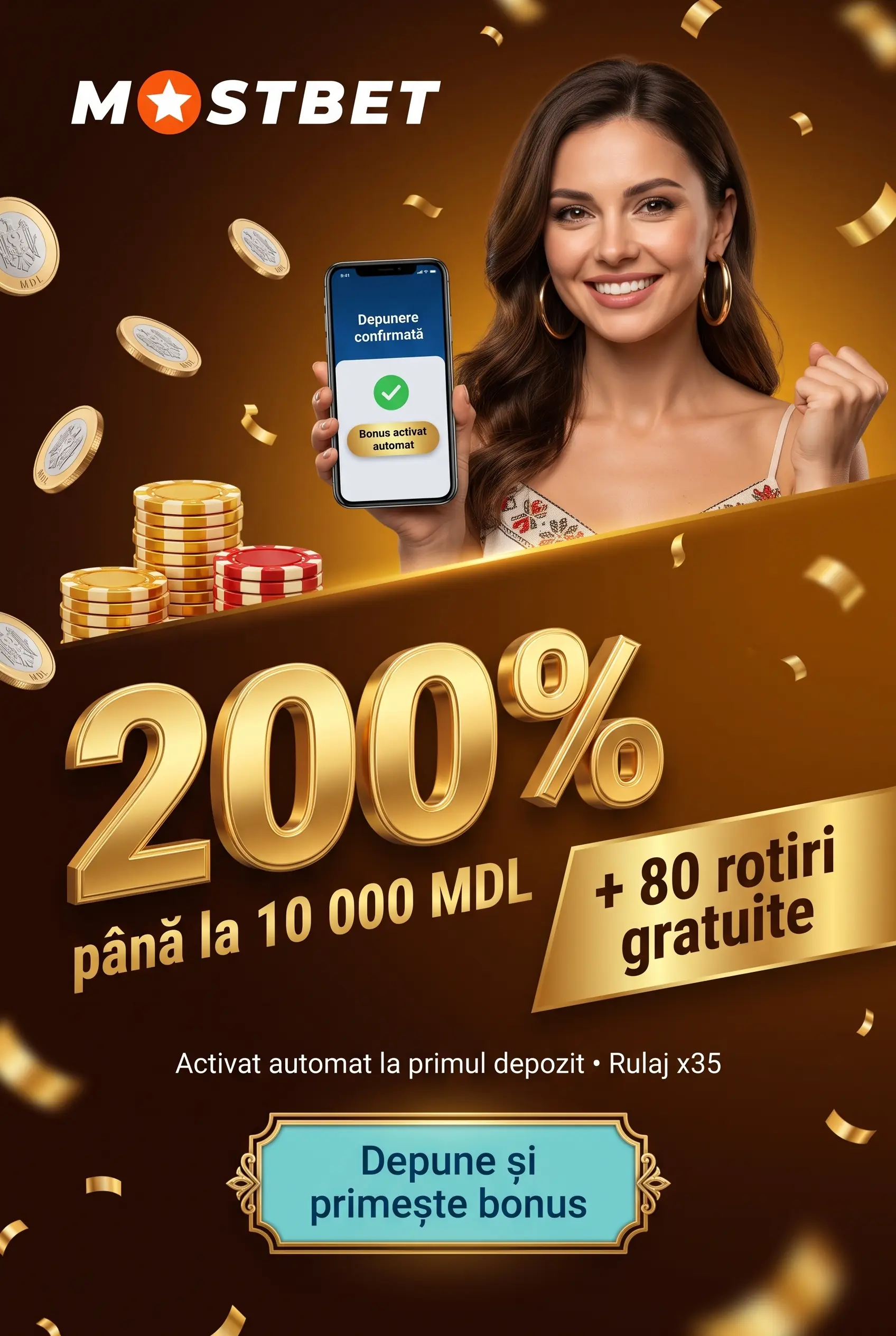 Bonus de cazino și rotiri gratuite la Mostbet
